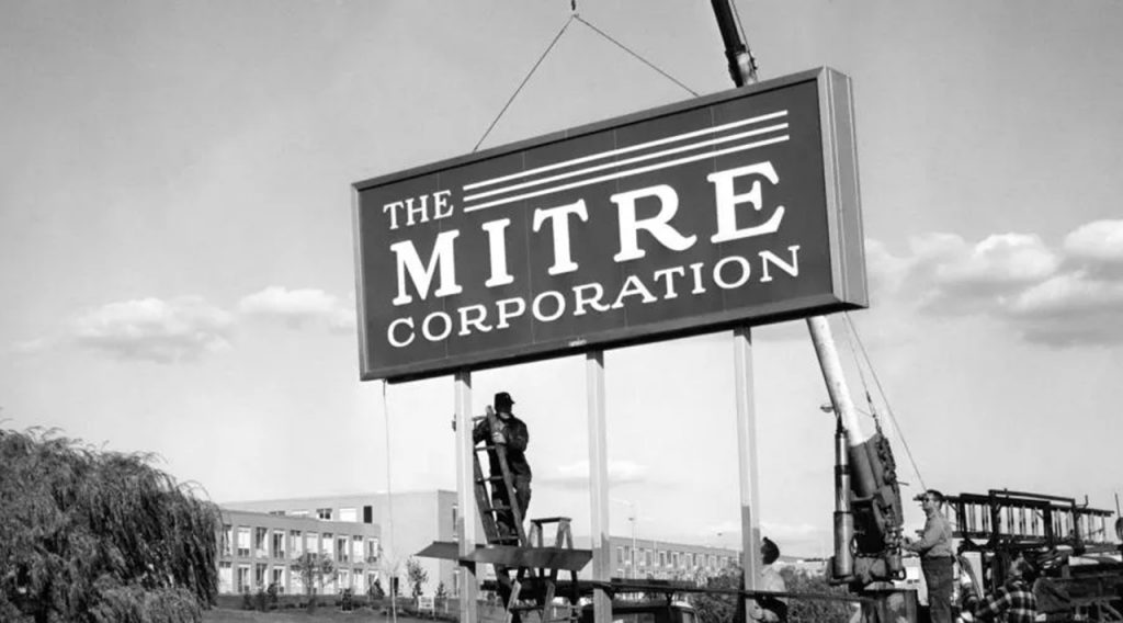 Exterior building sign for the MITRE Corporation